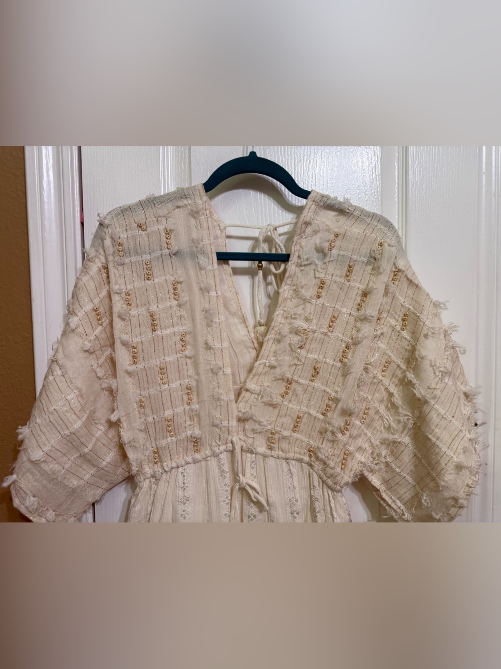 H058 New POL L ptp 17-20 Ivory Boho Maxi Dress with Tassel Tie Beautiful - Picture 8 of 16